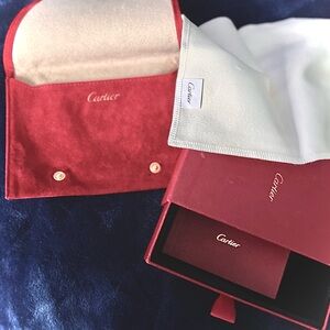 Cartier used red velvet pouch box,clean cloth,booklet for bracelet /authentic